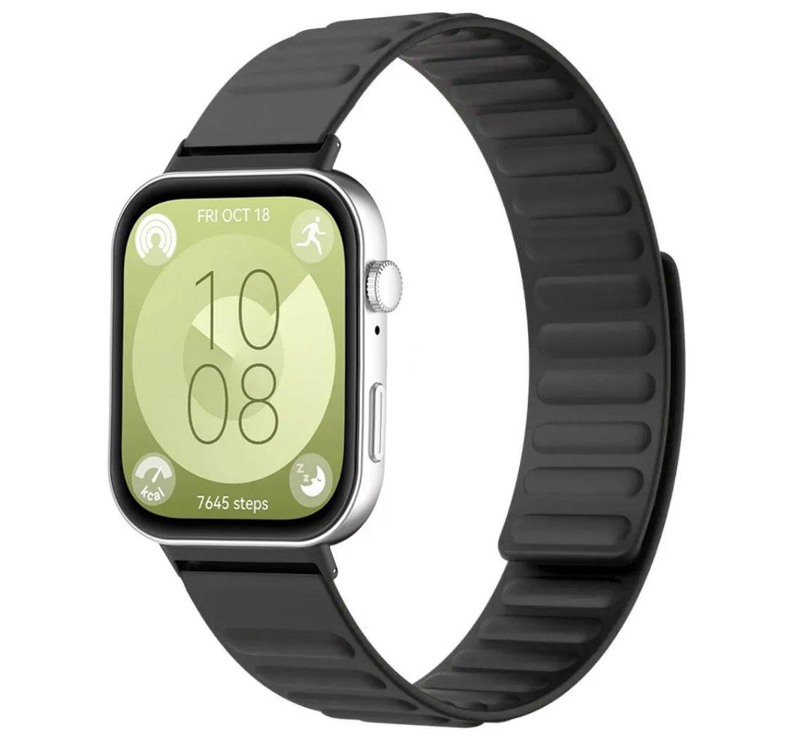 Силіконовий магнітний ремінець Primolux Magnet для смарт-годинника Huawei Watch Fit 3 / Fit 4 / 4 Pro - Black, фото 1