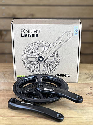 Шатуни на велосипед ONRIDE Trio 840P, під квадрат, 170 мм, 28-38-48Т, на 8/7/6 шв., чорний
