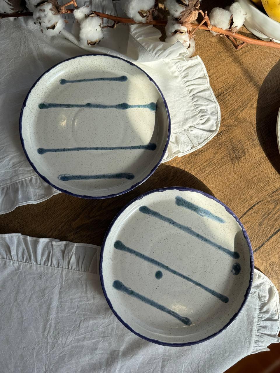 Тарілка Кругла з бортиком 22 см Синій Лофт Ексклюзив, фото 1