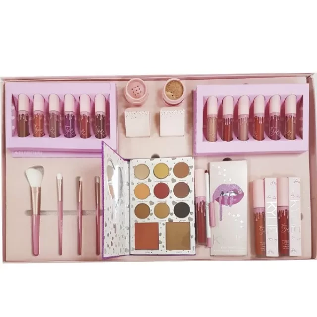 Набір подарунковий KYLI рожевий Подарунковий набір декоративної косметики 30 шт. у ящику, фото 1
