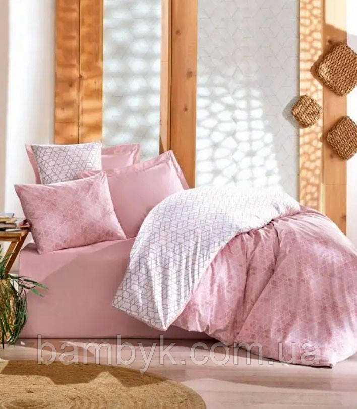 Постільна білизна з простирадлом на резинці Cotton Box ранфорс Ranforce Minimal євро розміру Туреччина "Best Pembe"