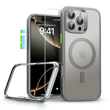 Чохол і скло ESR для iPhone 16 Pro - Classic Pro Set Halolock MagSafe, Frosted Grey (4894240230039)