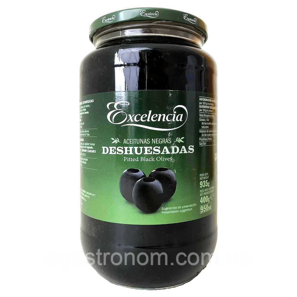 Маслини без кістки Екселенсія Excelencia 400/935g 6шт/ящ (Код: 00-00017384)