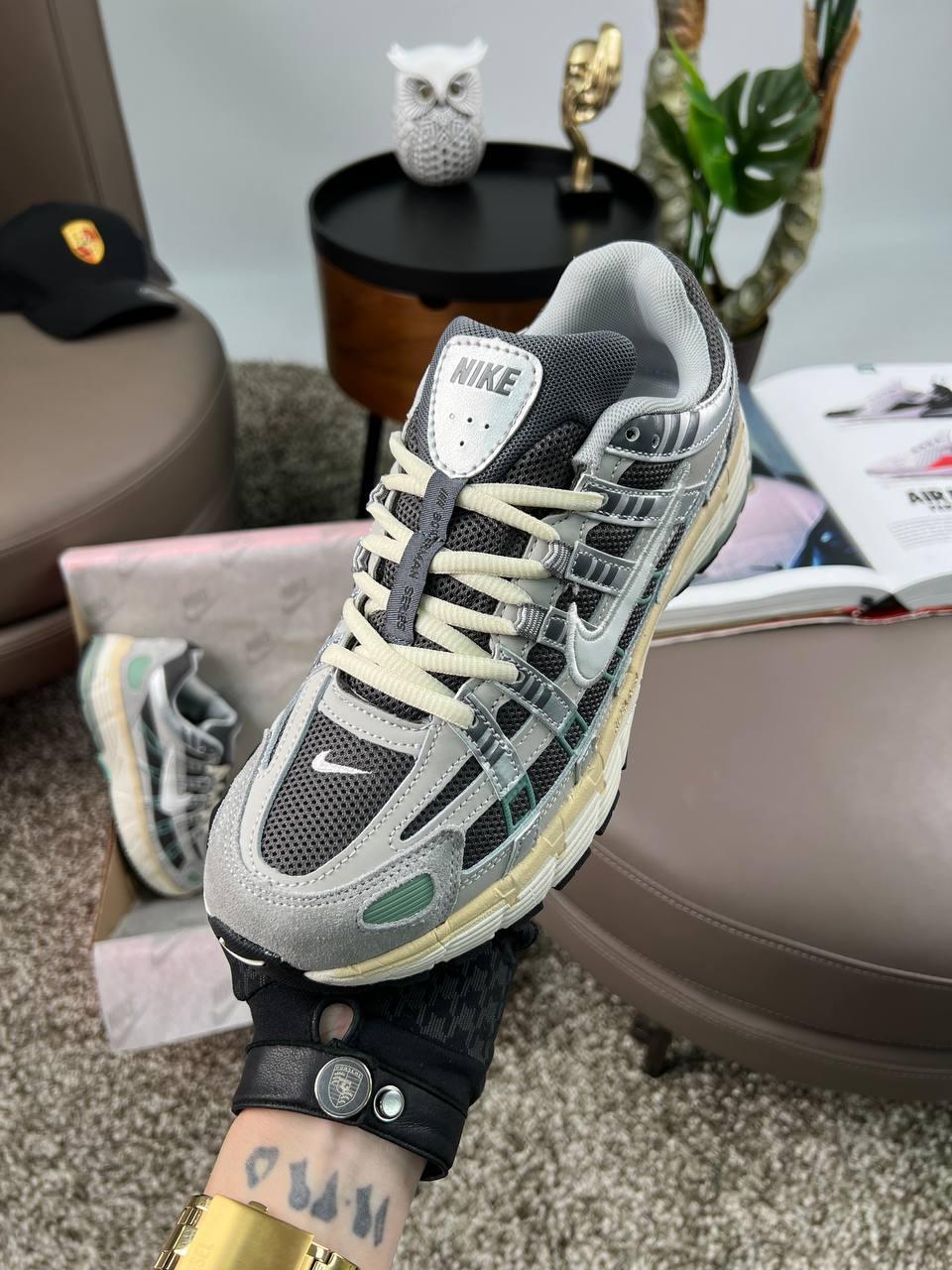 Чоловічі кросівки замша шкіра текстиль Nike P-6000 M Grey Black Green, кеди чоловічі Найк сірі. Чоловіче взуття