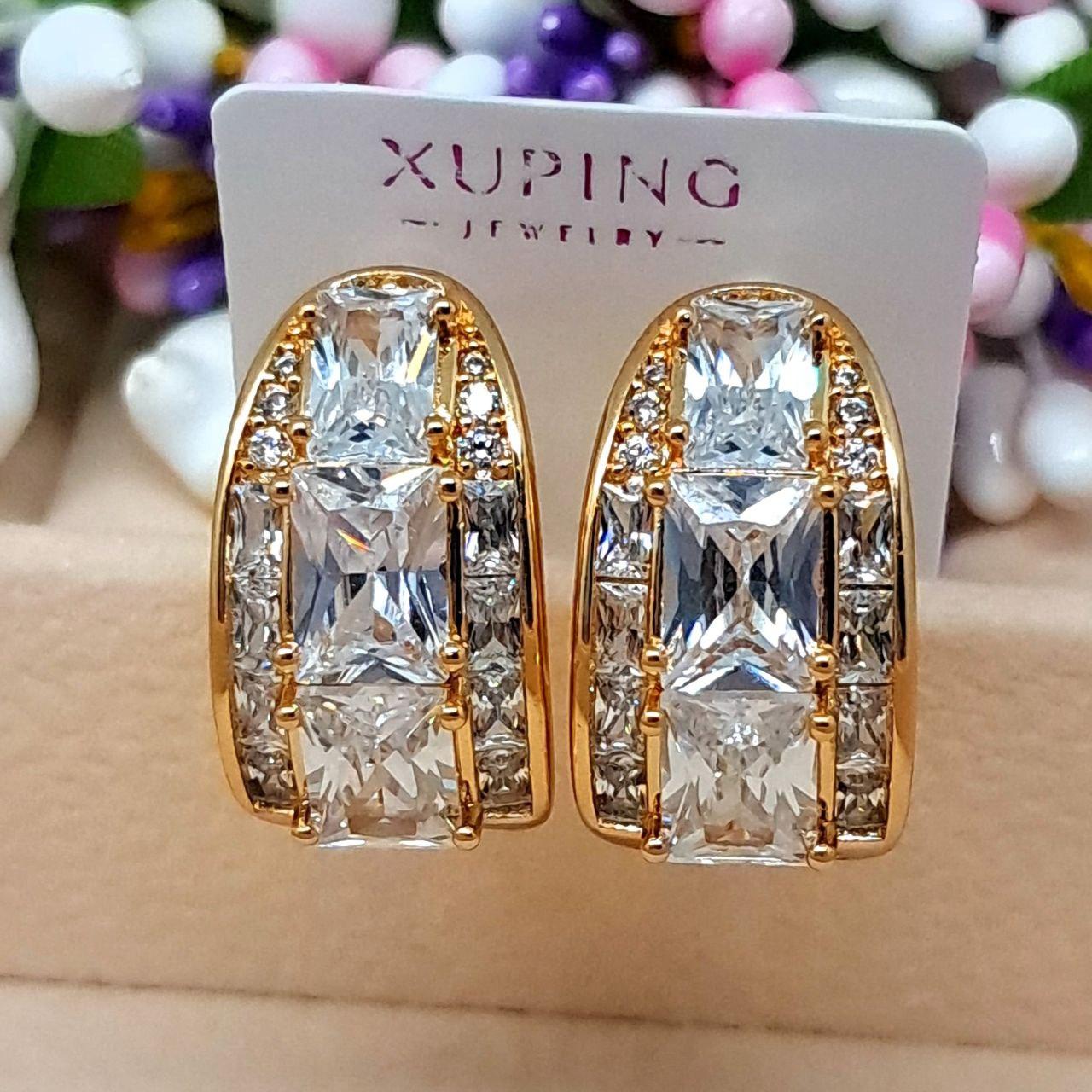 Сережки Мерлін медичне золото Xuping Розмір 20 мм ×11 мм застібка зажим Код 5043, фото 1