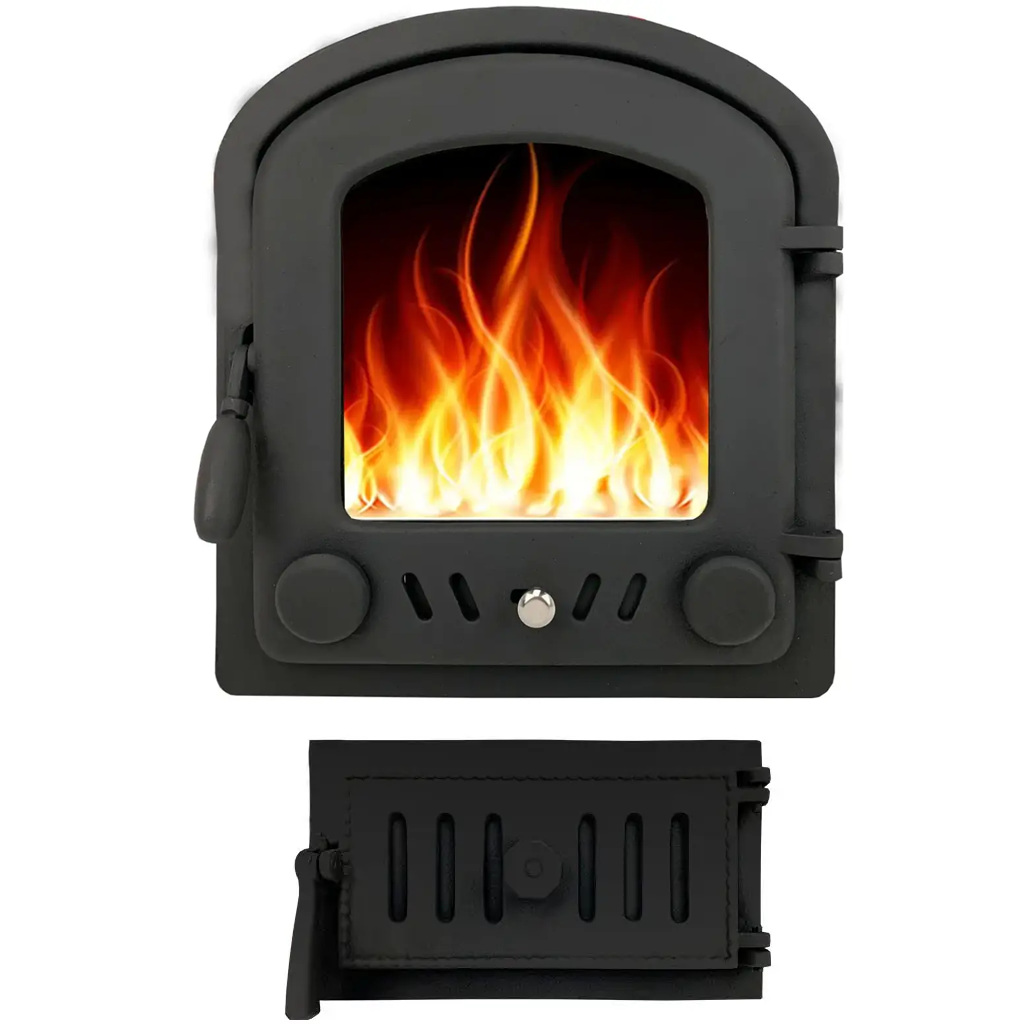 Комплект дверцята IRON FIRE TESSA 430х480 мм + піддувальні WEST 320х180 мм, фото 1