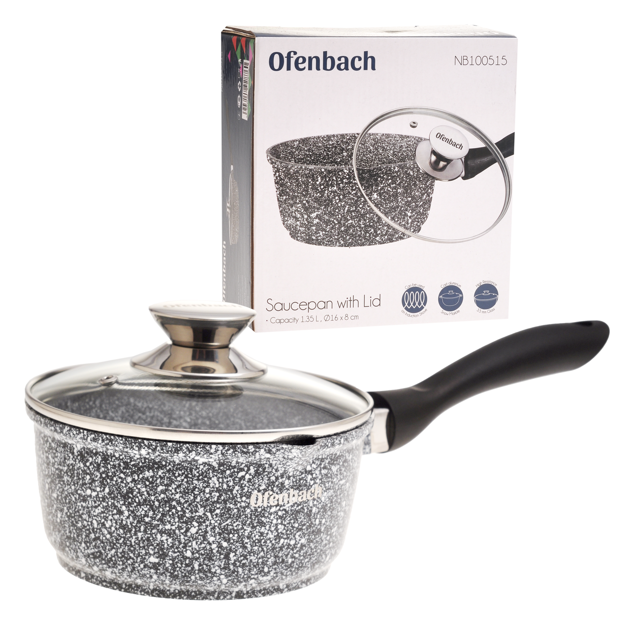 Ківш із кришкою Ofenbach KM-100515 з литого алюмінію 1.35л, фото 1