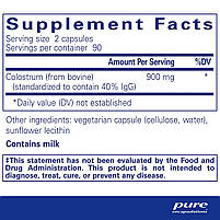 Молозиво (містить 40% Ig G), Colostrum (Contains 40% IgG), Pure Encapsulations, 180 капсул BX668, фото 2