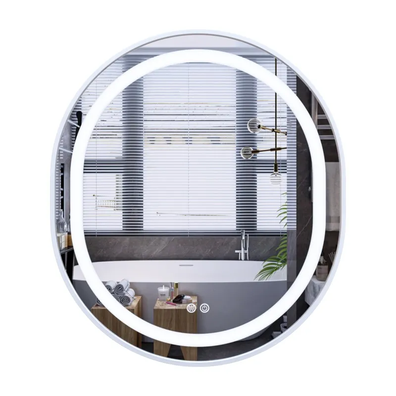 Дзеркало Mixxus Premium ELLIPSE MV05-80x70-REVERSE WHITE (LED Touch, Anti-fog, димер (3-6kK)) (MP66, фото 1