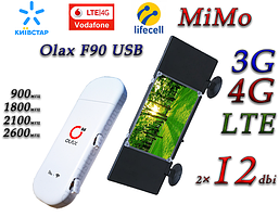 Мобільний модем 4G LTE 3G Wi-Fi роутер Olax F90 USB +антена MIMO 2 × 12dbi (KS, VD, Life) MiMo