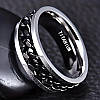 Срібляста каблучка з титанової сталі з обертовими чорними ланцюжками посередині стильна розмір 18, фото 5