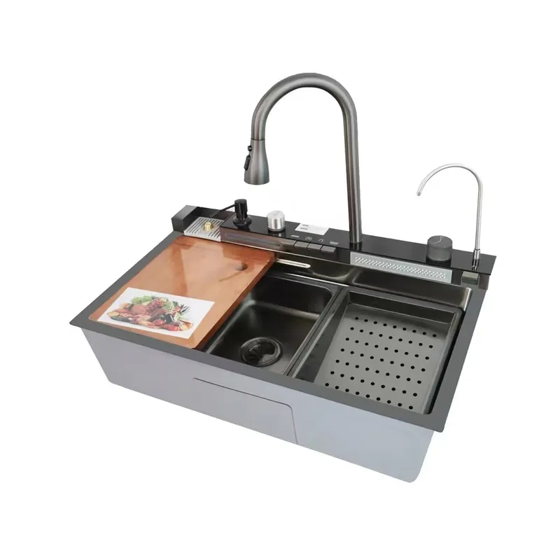 Мийка багатофункціональна Mixxus MH7546-SET-06 DECOR NANO-BLACK з вбудованим змішувачем (MX9576), фото 1