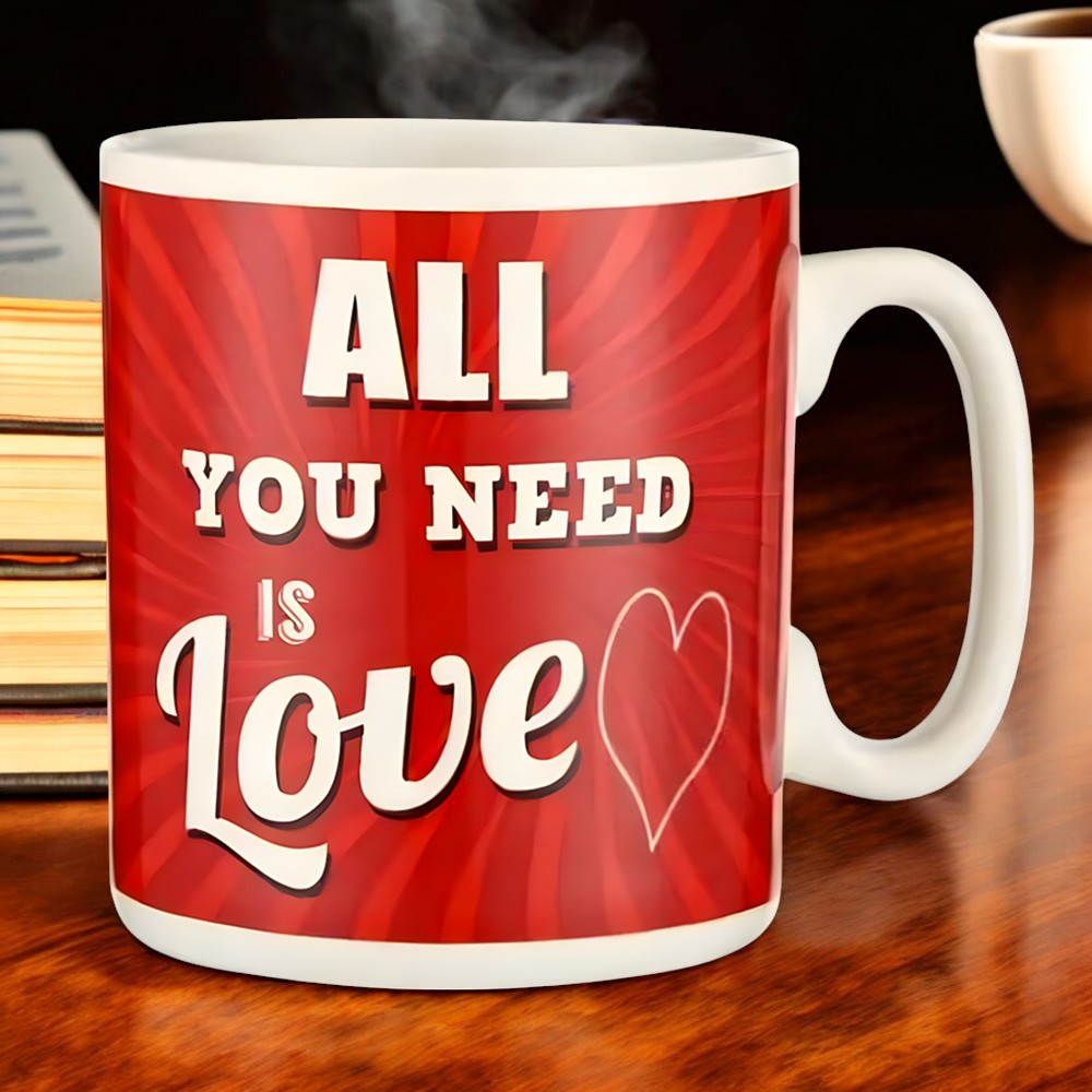 Велика керамічна кружка "All you need is LOVE", 1 літр, Червона (Кружка гігант)