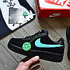 Чоловічі кросівки Nike Air Force 1 Tiffany Найк Форс Тіффані чорні нубук, фото 2
