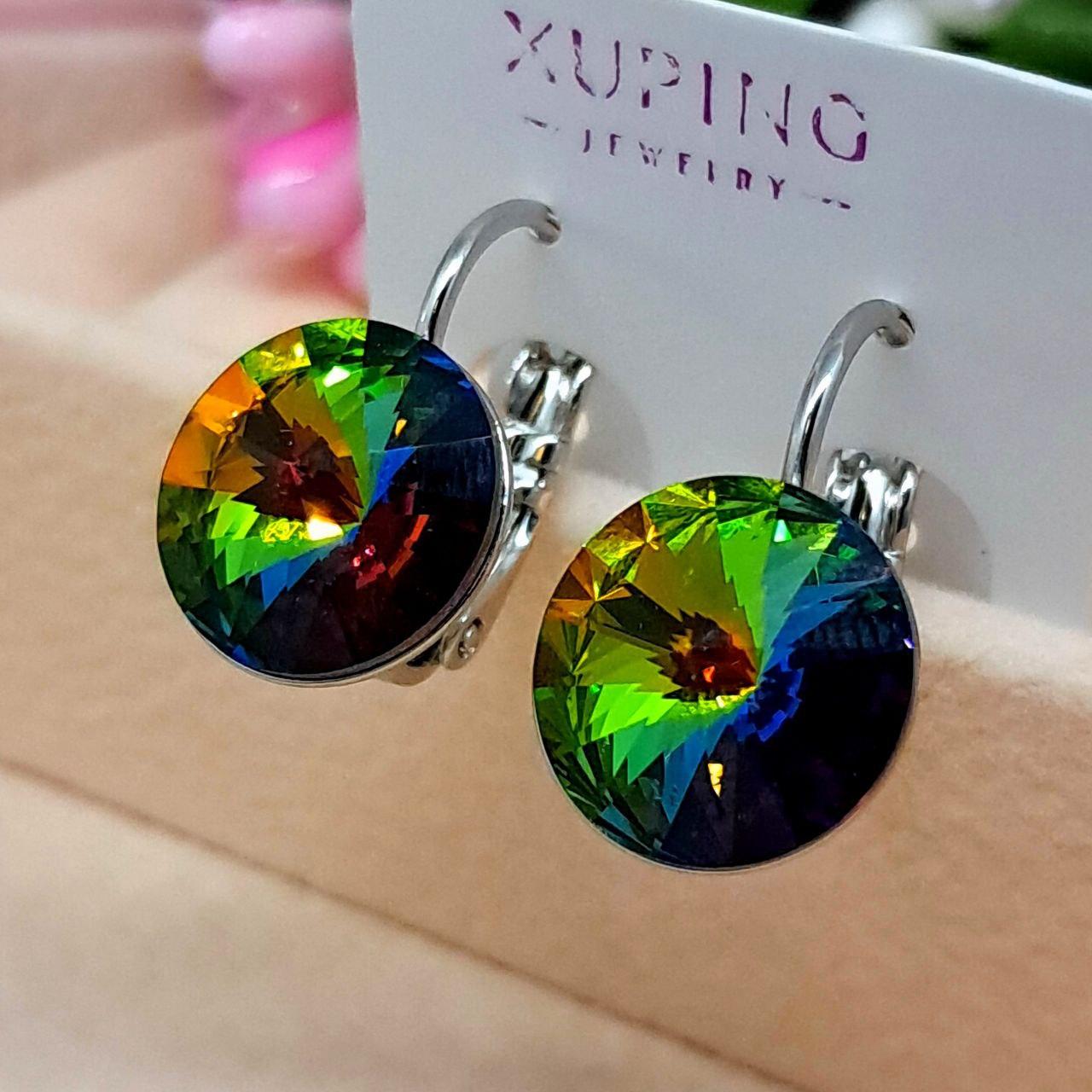 Сережки із кристалами Swarovski медзолото Xuping Родій Розмір 15 × 11 мм Код 5049