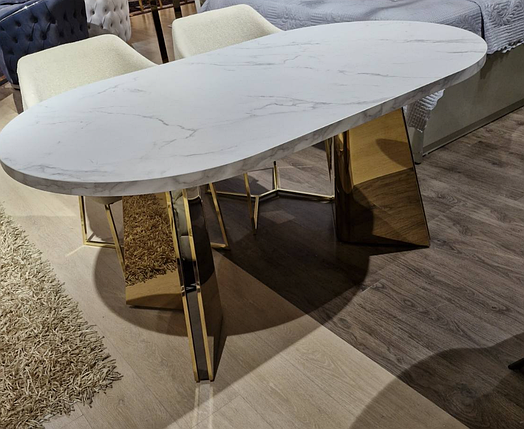 Стіл обідній овальний 140 см на золотих ніжках Редженс, фото 2