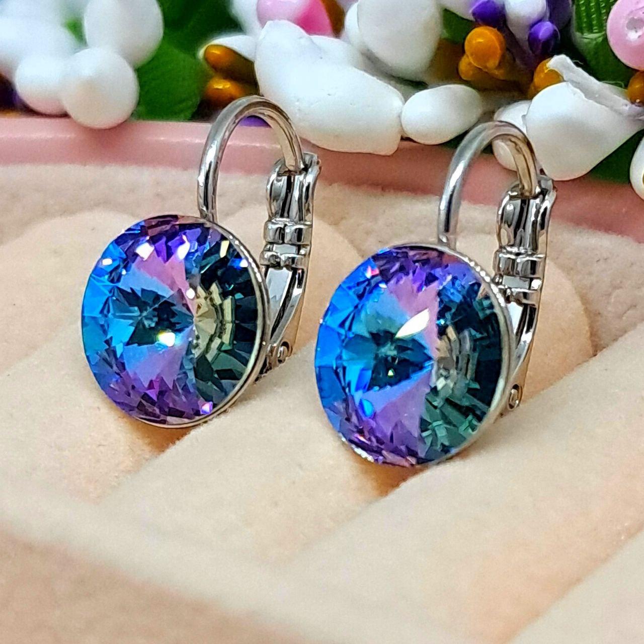 Сережки із кристалами Swarovski медзолото Xuping Родій Розмір 15 × 11 мм Код 5050, фото 1