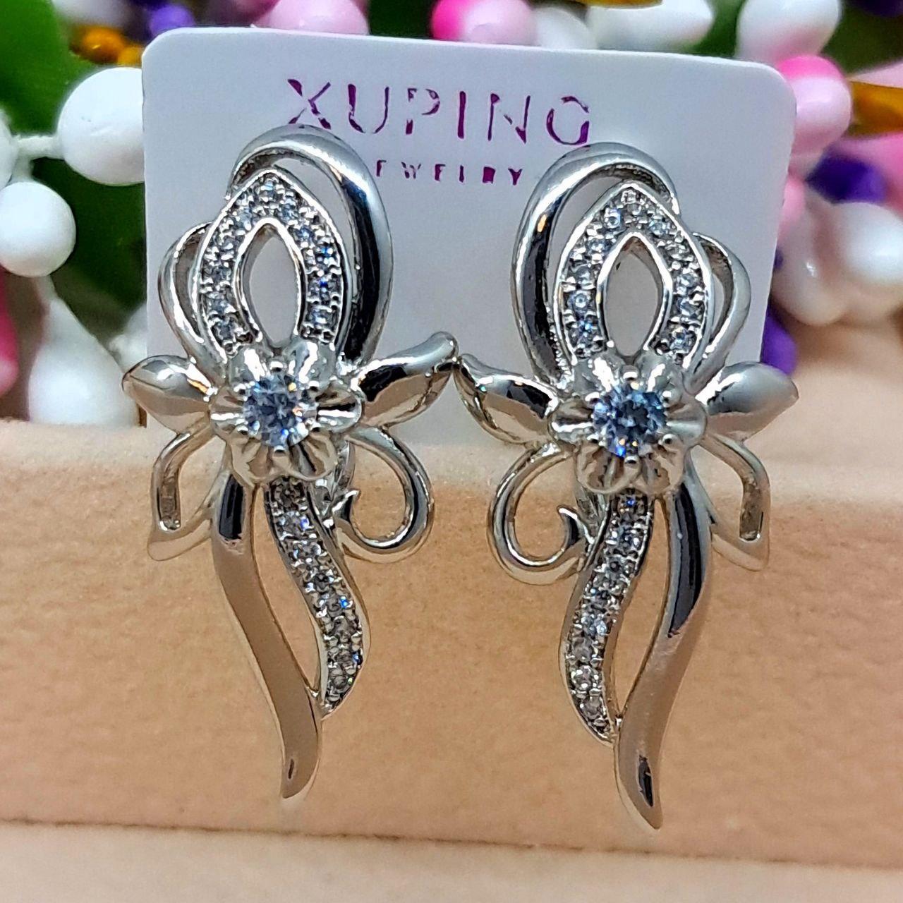 Сережки Сільва медичний сплав Xuping покриття Родій Розмір 29 × 11 мм Код 5051