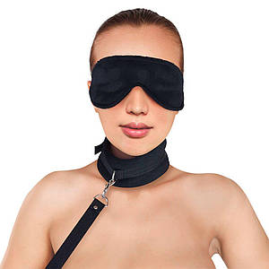 Набір ошийника з повідцем і маска Art of Sex - Soft Touch Light, Чорний SO5158