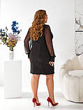Стильне плаття піджак з рукавами сітка Колір чорний, щоколад Розміри 48-50,52-54,56-58,60-62, фото 7