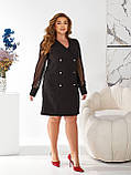 Стильне плаття піджак з рукавами сітка Колір чорний, щоколад Розміри 48-50,52-54,56-58,60-62, фото 2