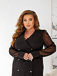 Стильне плаття піджак з рукавами сітка Колір чорний, щоколад Розміри 48-50,52-54,56-58,60-62, фото 4
