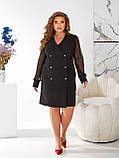 Стильне плаття піджак з рукавами сітка Колір чорний, щоколад Розміри 48-50,52-54,56-58,60-62, фото 3
