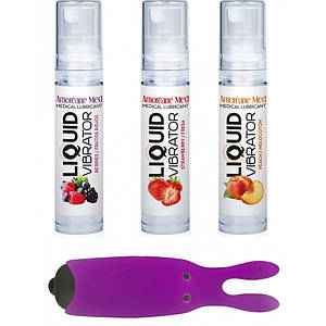 Набір із 3-х смаків лубриканту Amoreane Med (3х10мл) і вібропулі Adrien Lastic Purple SO3834