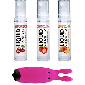 Набір із 3-х смаків стимулюючого лубриканта Amoreane Med (3х10мл) і кулі Adrien Lastic Pink SO3838