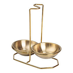 Вертикальна підставка для половника або ложок 20×12.5×19.5 см на 2 секці Золото