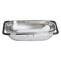 Друшляк сито на раковину для миття овочів та фруктів 36х24х9 см з нержавіючої сталі