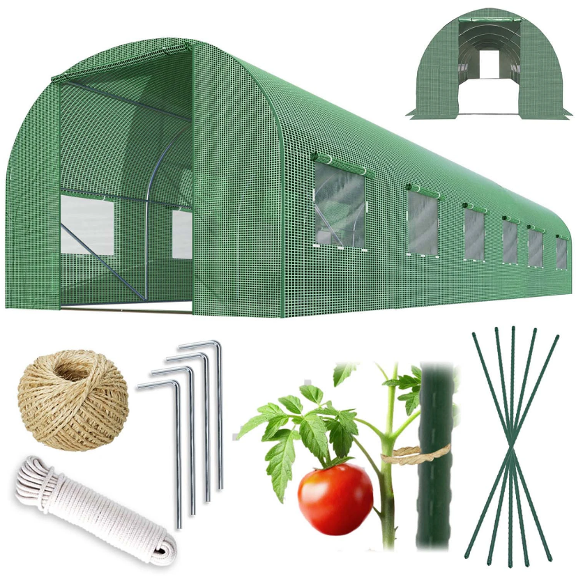 Просторий парниковий плинос 18m2 = 600x300x200 см (зелений) (4976-b), фото 1