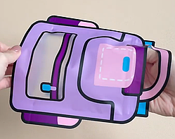 Пакет фігурний сумочка з ручкою бузкова дитяча для частувань подарункова з зіп застібкою 20х14х4 см