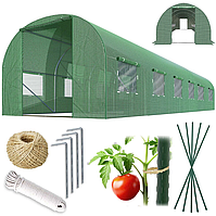 Садовий парник з вікнами з проходом Plonos 18m2 = 600x300x200 см (зелений) (4976-b)