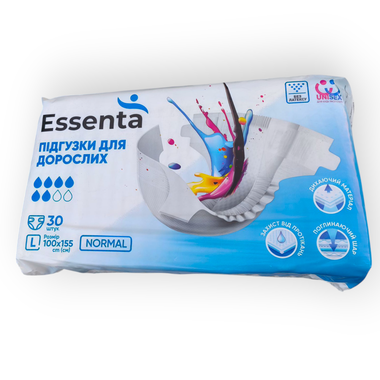 Підгузки для дорослих Essenta+ Normal L ( 100-155 см) 30 шт