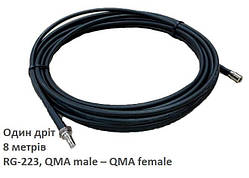 Антенний кабель з ПВХ-оболонкою RG-223/U для антени Alientech, QMA male – QMA female, RG-223, 8м
