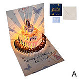 Листівка музична вітальня. 3D-кришка "З днем народження" тривимірний подарунок ручної роботи + конверт, фото 6