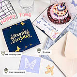 Листівка музична вітальня. 3D-кришка "З днем народження" тривимірний подарунок ручної роботи + конверт, фото 3