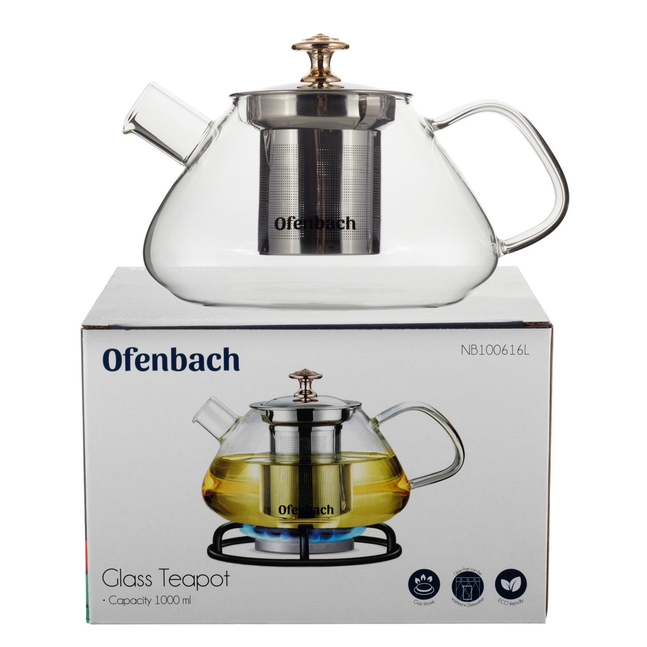 Чайник заварювальний зі знімним ситечком Ofenbach KM-100616L 1000 мл, фото 1