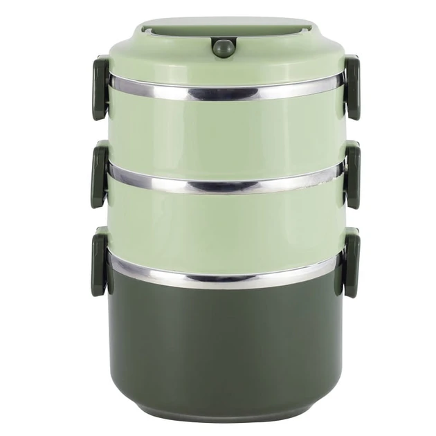 Ланч-бокс потрійний Kamille KM-2137ZL із пластику та нержавіючої сталі 2400 мл, фото 1