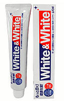 Японська вибілювальна зубна паста з кальцієм і фтором LION White&White, 150 мл