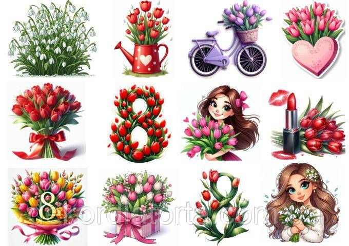 Вафельна картинка 8 Березня 8465