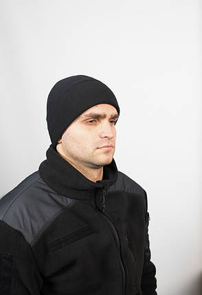 Шапка флісовий борт, 260 г/м, чорна, фото 1
