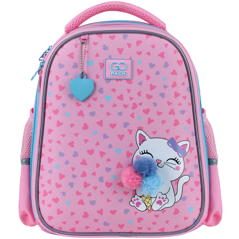 Рюкзак шкільний напівкаркасний GoPack Education Fluffy Kitten GO25-165S-2 34.5x26x12.5 рожевий