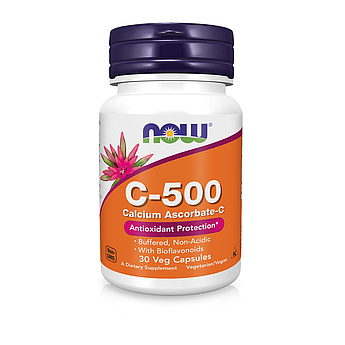 Вітамін С-500 Аскорбат Кальція-С Now Foods Vitamin C-500 Calcium Ascorbate 30 капсул