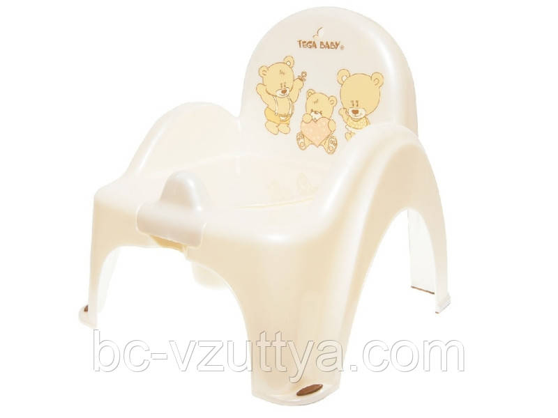 Горщик-стілець дитячий з музикою антиковзкий Teddy Bear white pearl
