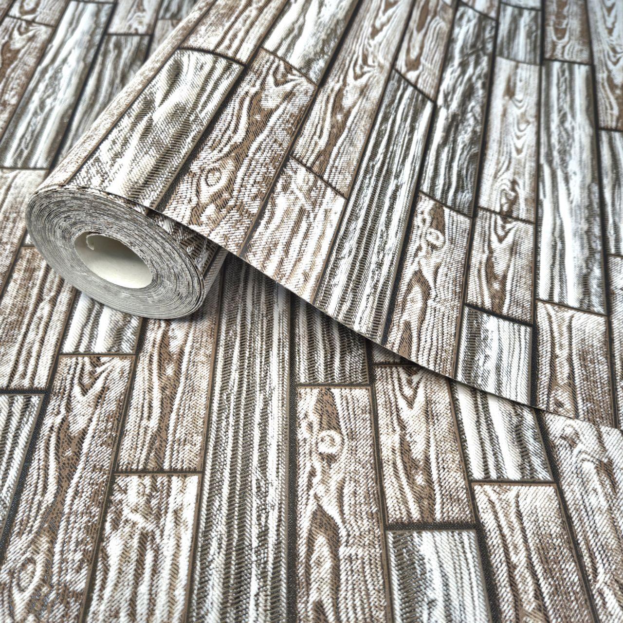 Шпалери вінілові 10 м × 0,53 м Слов’янські шпалери 9419-12, коричневі, бежеві під дерево для вітальні, спальні, кухні та коридору, фото 1