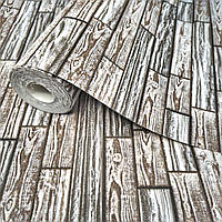 Шпалери вінілові 10 м × 0,53 м Слов’янські шпалери 9419-12, коричневі, бежеві під дерево для вітальні, спальні, кухні та коридору