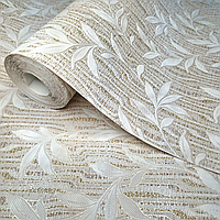 Шпалери вінілові 10,05 × 0,53 м Слов’янські шпалери 5726-02, бежеві, для вітальні, спальні, коридору