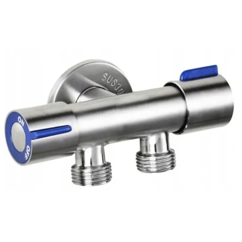 Кран для під'єднання сантехприладів Mixxus VAL-11-1/2x1/2x1/2 з неірж. сталі SUS304 (синій) (MI6219)